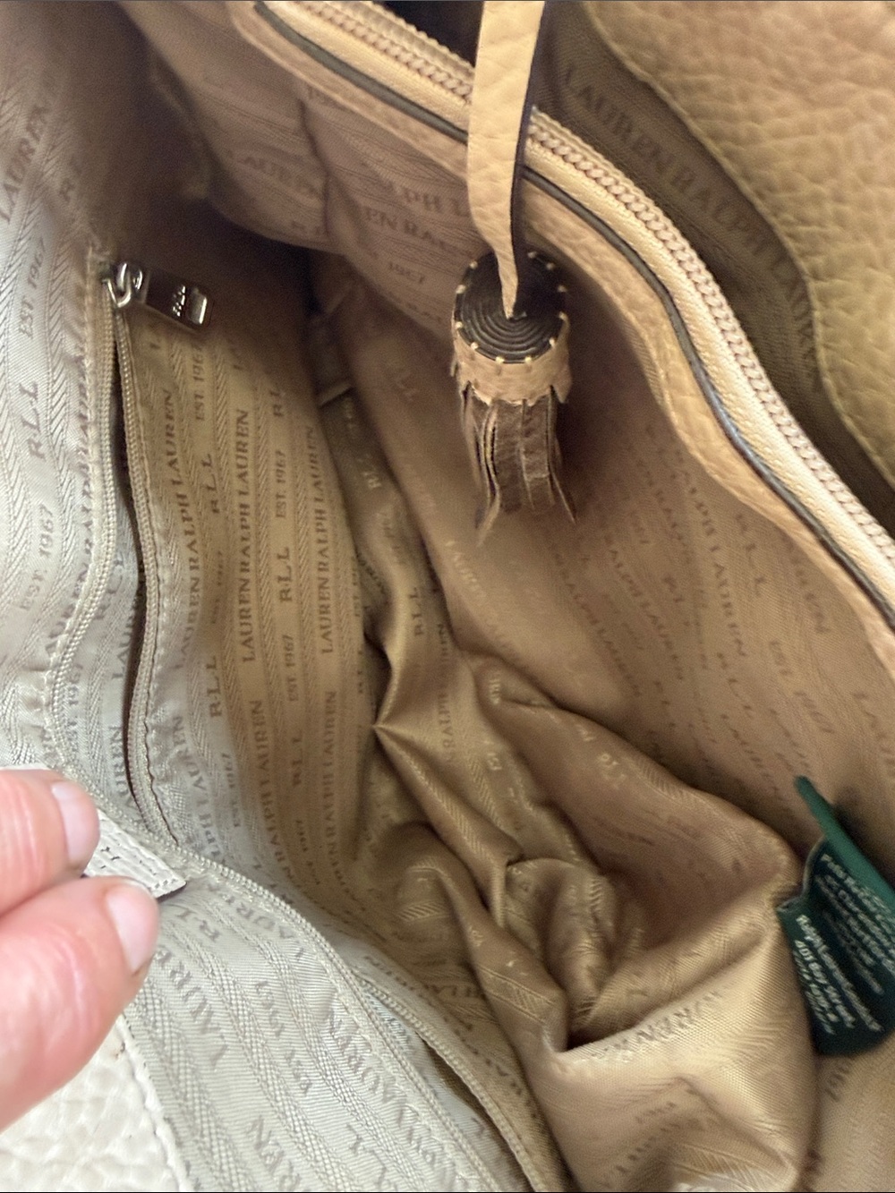 LAUREN by RALPH LAUREN ladies tan leather tote - Picture 5 of 15